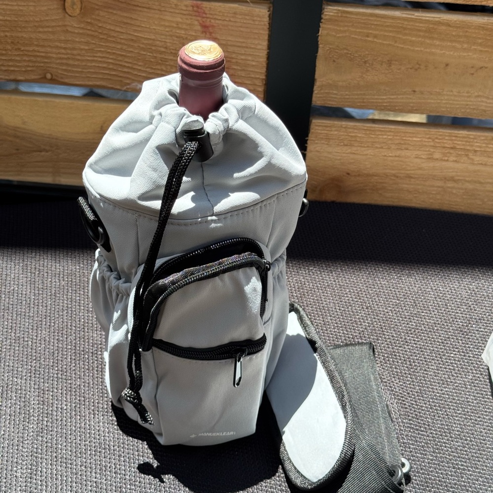 Gray Insulated Wine Carrier Bag